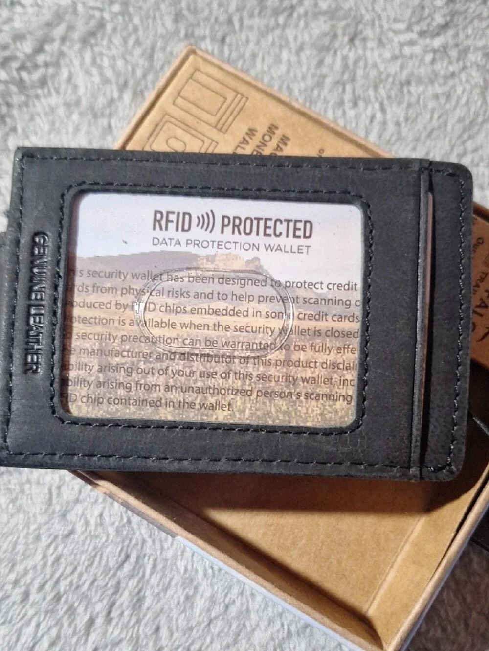 NWT Leather Magnetic Money Clip Wallet - Black